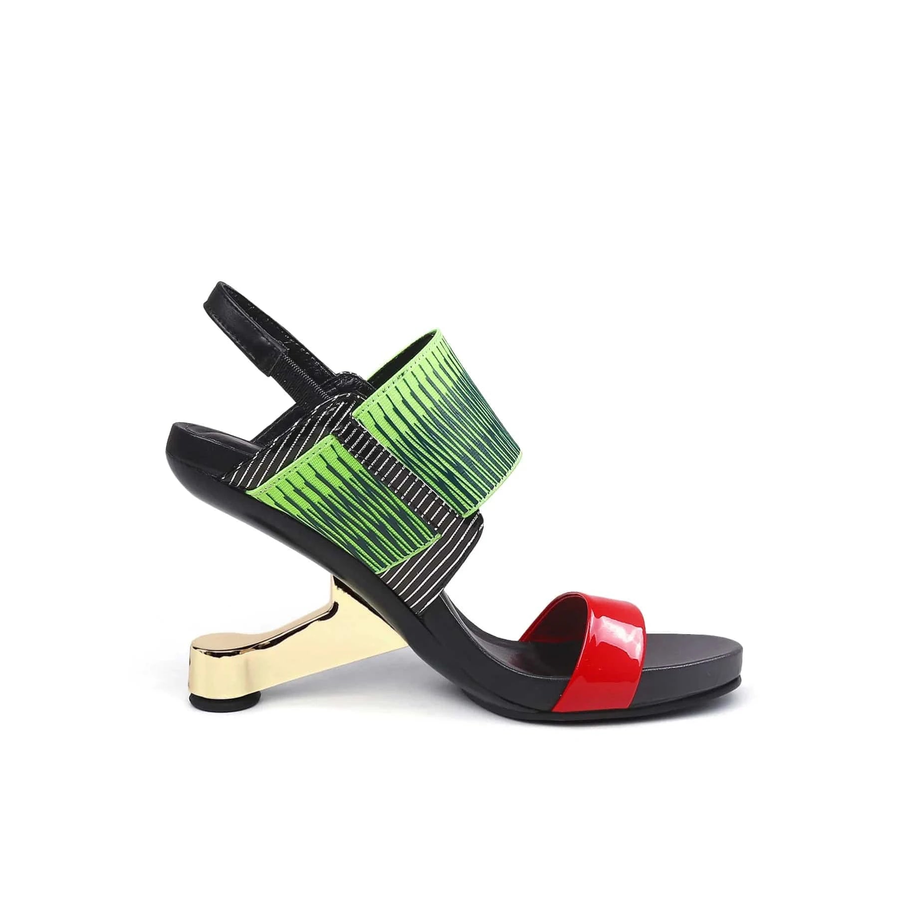 Women Casual Sandals Fashion Color Patchwork T-strap Shoes Hollow Out Ankle Strap High Heel Sandals For Ladies Outdoor Sandalias