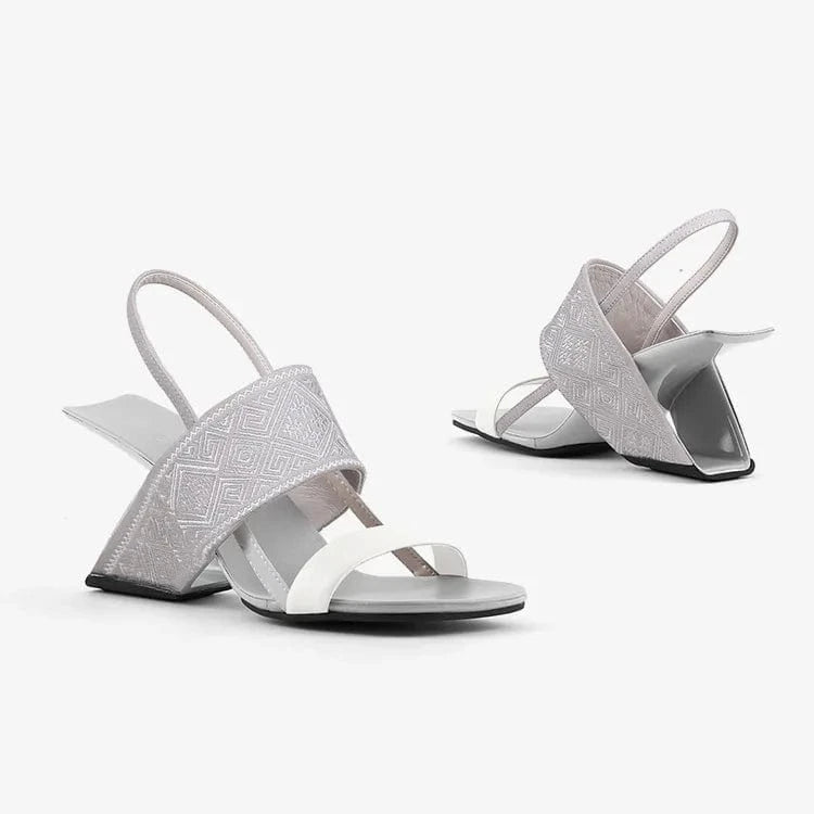 Women Casual Sandals Retro Color Patchwork Embroidered Shoes T-strap Slingback High Heel Sandals For Ladies Travelling Sandalias