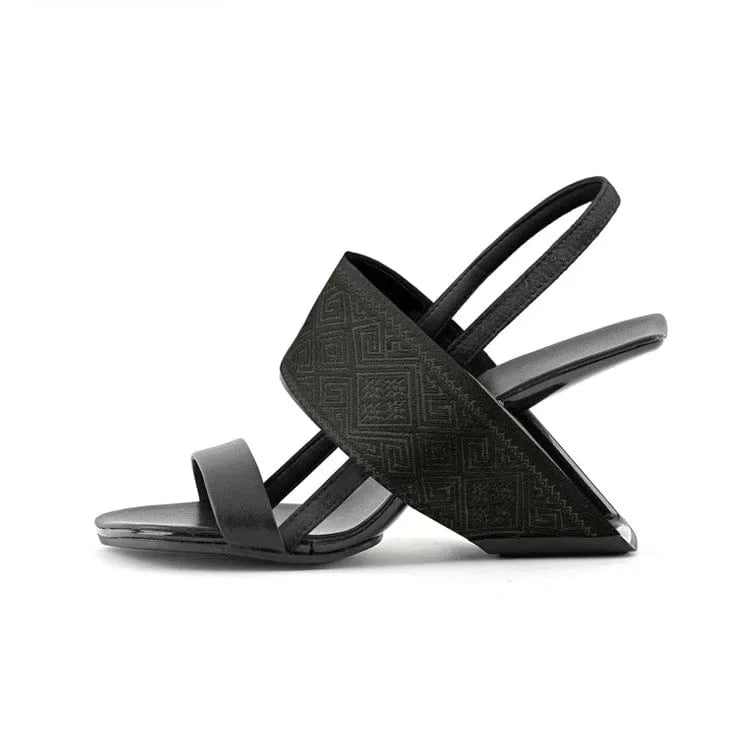 Women Casual Sandals Retro Color Patchwork Embroidered Shoes T-strap Slingback High Heel Sandals For Ladies Travelling Sandalias