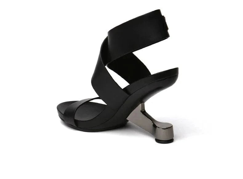 Women Casual Sandals Simple Round-toe Open-toe Zapatos De Mujer Cross Strap Slingback High Heel Sandals Ladies Outdoor Sandalias