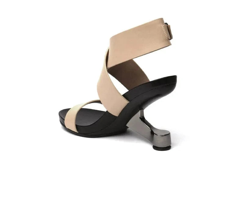 Women Casual Sandals Simple Round-toe Open-toe Zapatos De Mujer Cross Strap Slingback High Heel Sandals Ladies Outdoor Sandalias