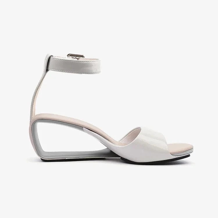 Women Casual Sandals Simple Solid Color Open-toe Mujer Zapatos Hollow Out Ankle Strap High Heel Sandals Ladies Outdoor Sandalias