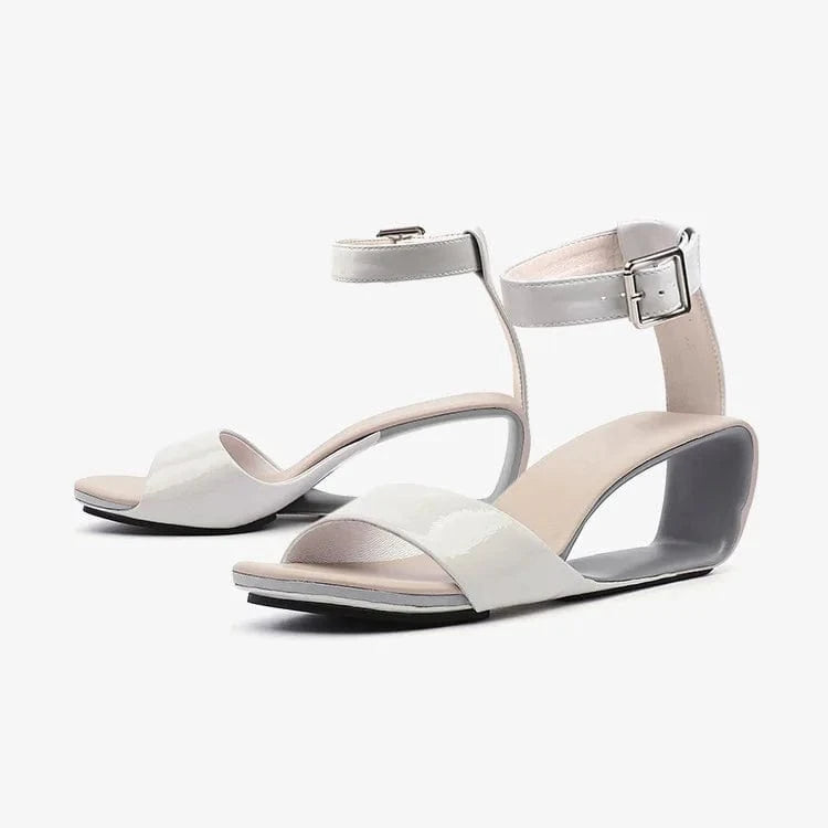 Women Casual Sandals Simple Solid Color Open-toe Mujer Zapatos Hollow Out Ankle Strap High Heel Sandals Ladies Outdoor Sandalias