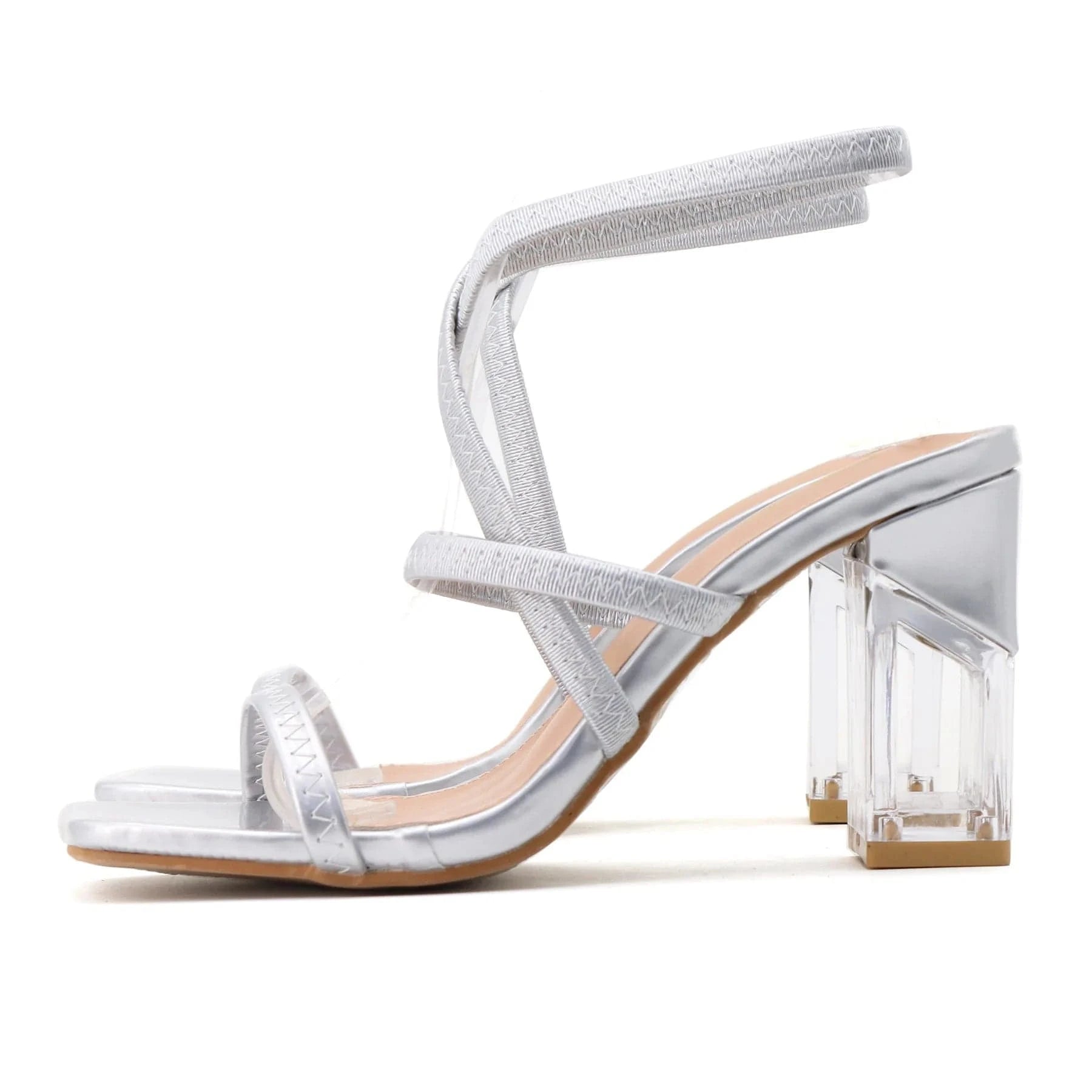 Women Casual Sandals Top Sell Solid Color Square-toe Shoe Open-toe Cross Strap High Heel Sandals For Ladies Dating Shopping Shoe