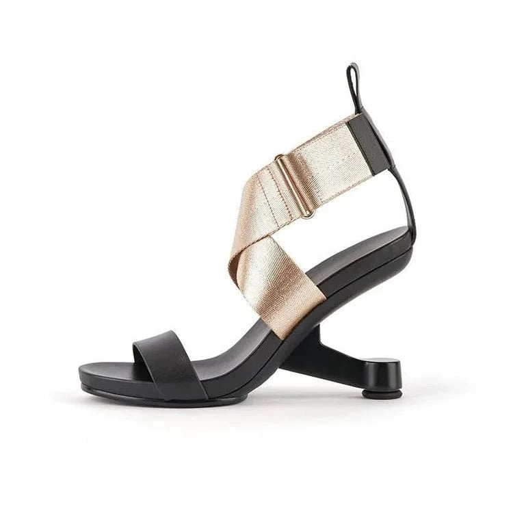 Women Casual Sandals Vintage T-strap Round-toe Mujer Zapatos Cross Strap Lace Up High Heel Sandals Ladies Party Office Sandalias