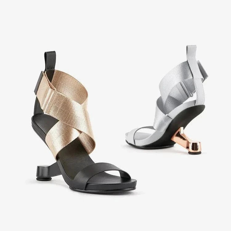 Women Casual Sandals Vintage T-strap Round-toe Mujer Zapatos Cross Strap Lace Up High Heel Sandals Ladies Party Office Sandalias