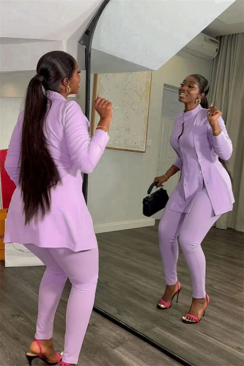 women clothes clothing 2024 formal office work wear lady loungewear long sleeve shirt and leggings 2 two piece set for ladies