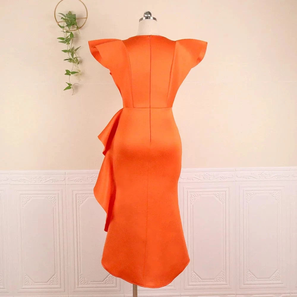 women clothes lady party temperament elegant ruffles plus size slim fit irregular hem ladies prom dress women's evening dresses