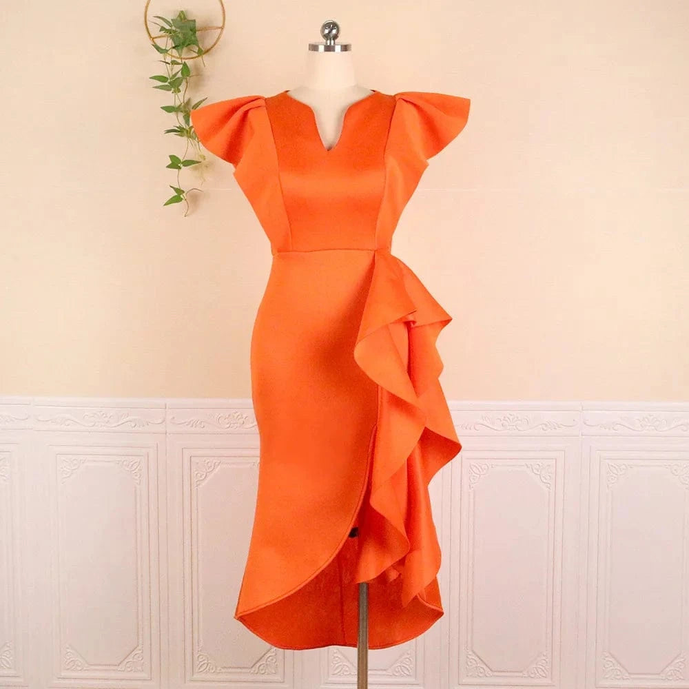 women clothes lady party temperament elegant ruffles plus size slim fit irregular hem ladies prom dress women's evening dresses