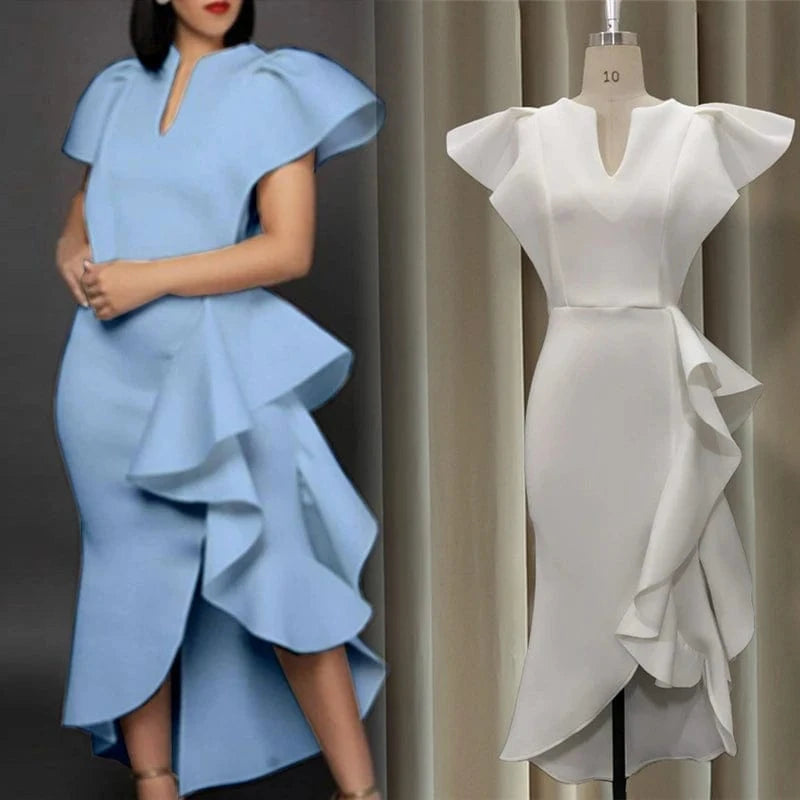 women clothes lady party temperament elegant ruffles plus size slim fit irregular hem ladies prom dress women's evening dresses