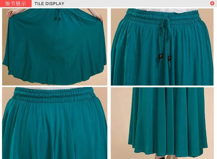 Women Cotton Long Skirts Elastic Waist Pleated Maxi Skirts Beach Boho Vintage Summer Skirts Faldas Saia Ebsq88