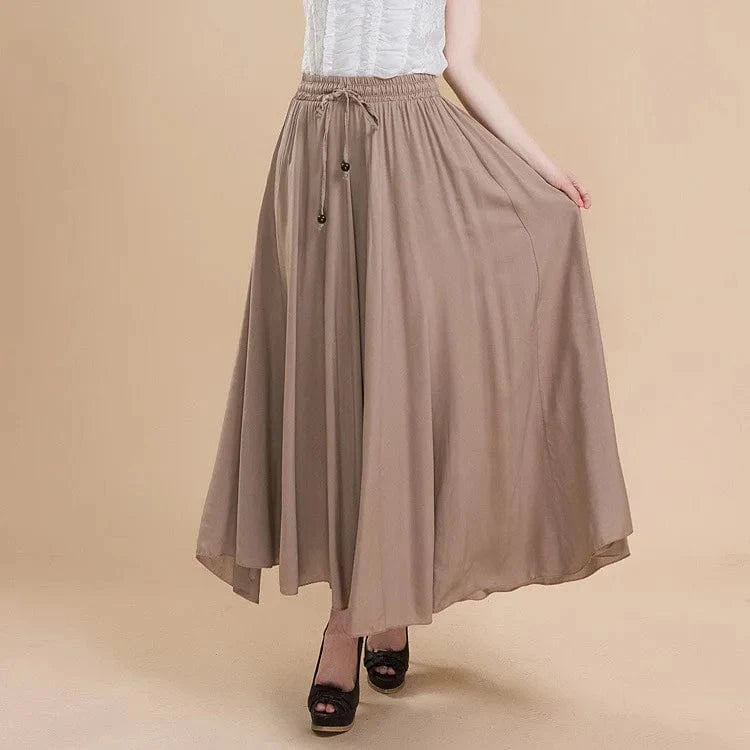 Women Cotton Long Skirts Elastic Waist Pleated Maxi Skirts Beach Boho Vintage Summer Skirts Faldas Saia Ebsq88