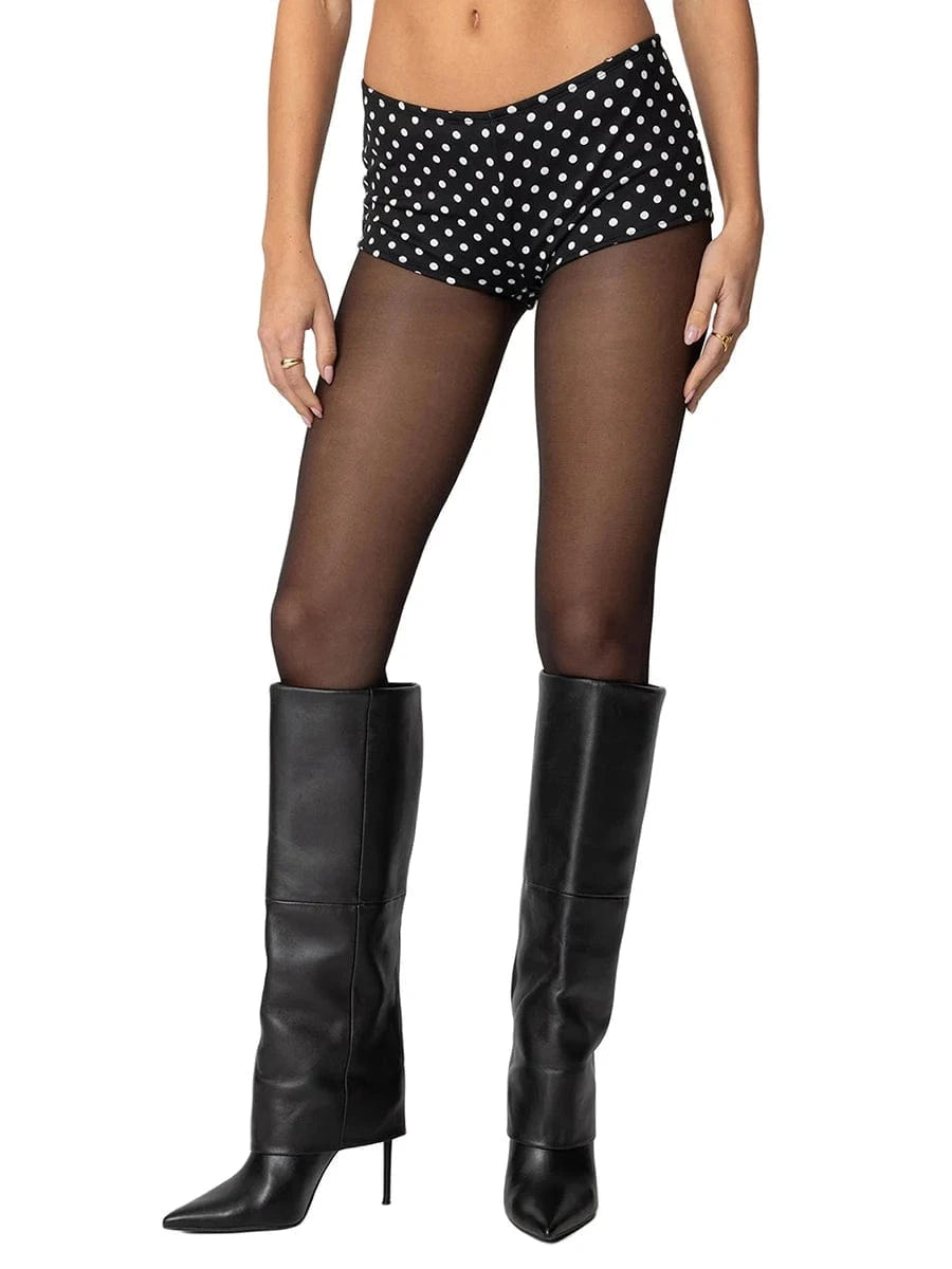 Women Dot Print Mini Shorts Low Rise Tight Shorts Ladies Casual Short Pants for Summer Streetwear Loungewear Sleep Bottoms Y2K