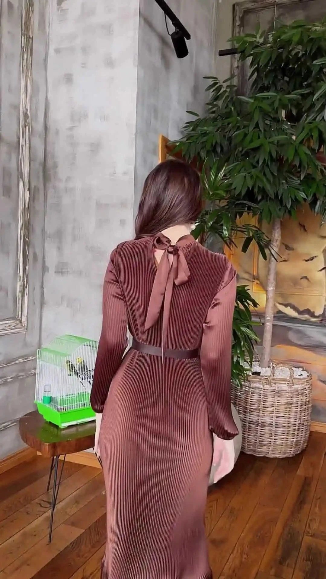 Women Elegant Maxi Dress Spring Summer Patchwork Puff Long Sleeve Pleated Muslim Long Dresses Ladies Party Dress