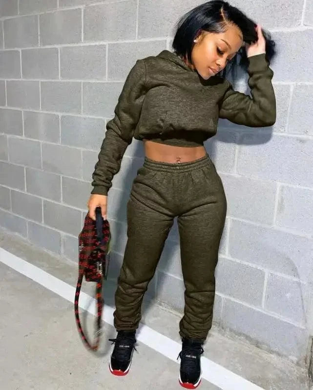 Women Fall Winter Clothing Hoodie Jogging Suit Plain Lounge Sweat Suits Set Tracksuit Custom Logo Label