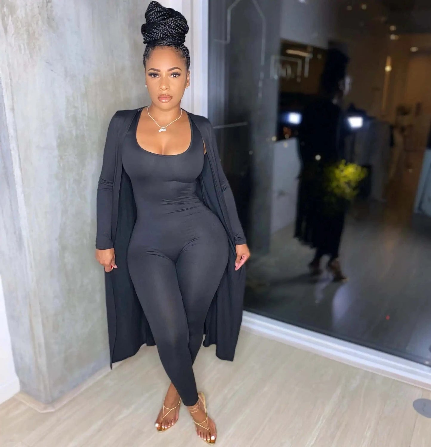 Women Fashion Fall Winter Clothing 2024 Casual Solid Color Jumpsuits 2 Piece Set Sexy Sleeveless Skinny Jumpsuit Lady Outfit