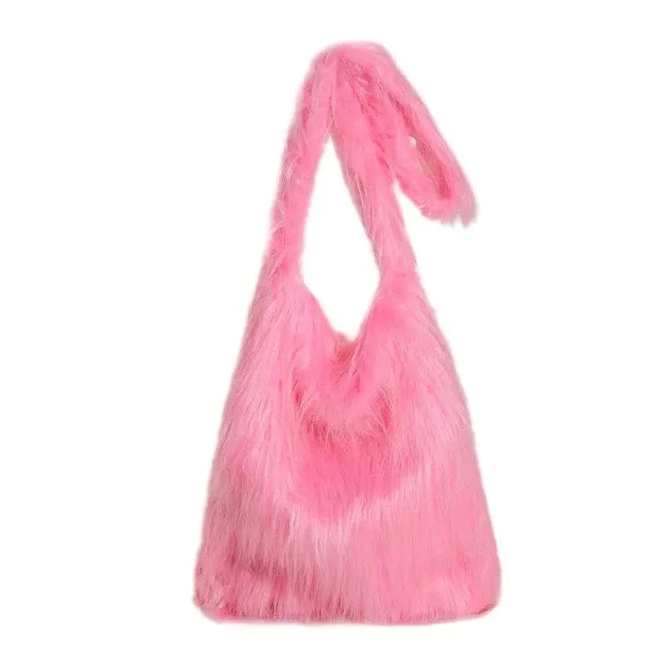Women Faux Fur Shoulder Bag Fluffy Plush Winter Women Handbags Cute Large Crossbody Bags for Women 2024 Tote Lady Shopper