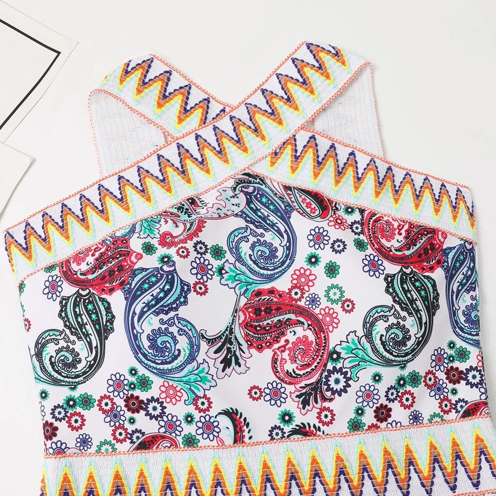 Women Fitness African Print One Piece Swimsuit Cross Women Swimwear Bathing Suit Beachwear Monokini 2024 Summer