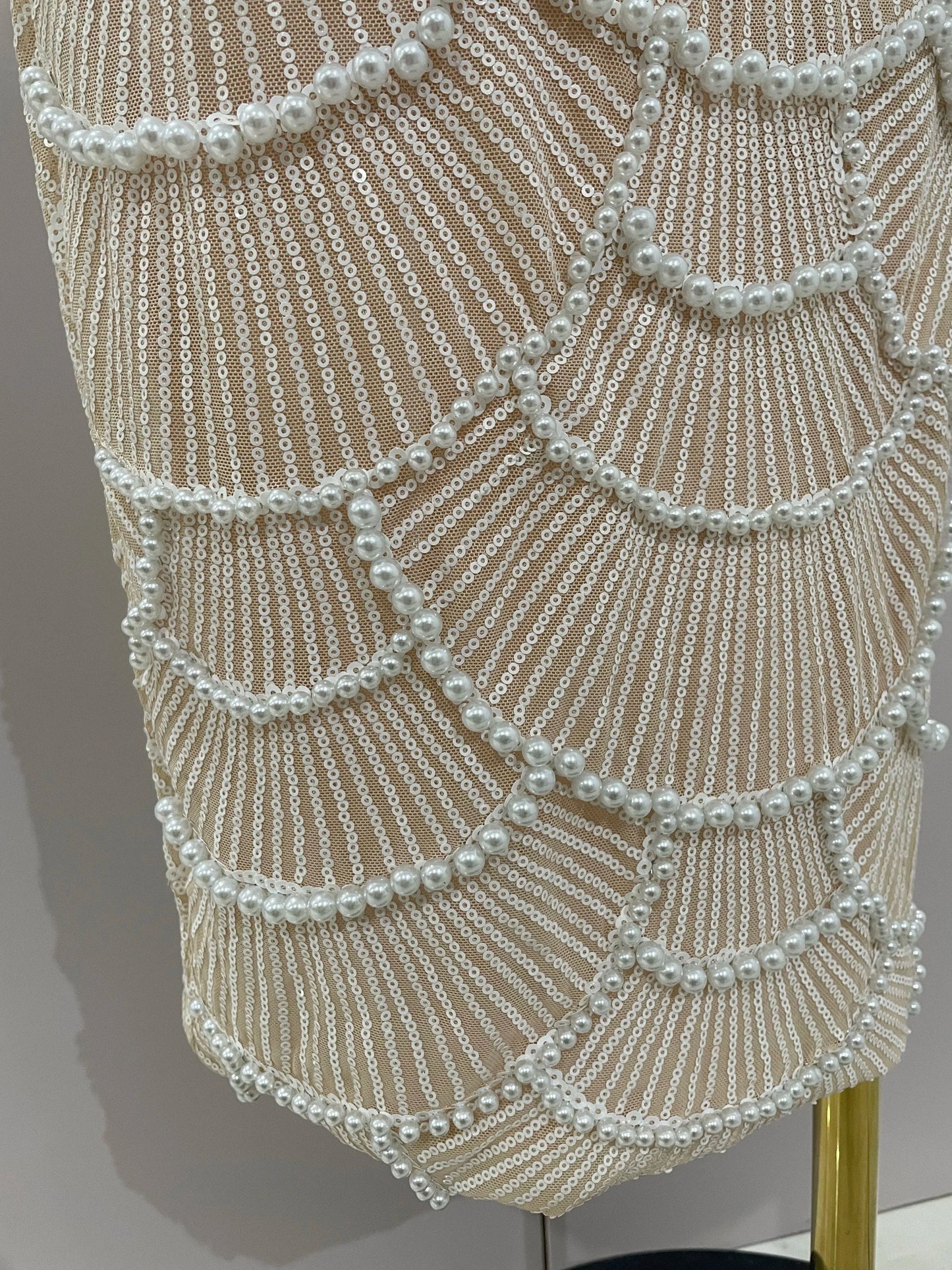 Women Hot Sale Sleeveless Sexy Strap Pearl Beading Sequins Bodycon Long Dress Celebrate Evening Party Birthday Outfit Vestido