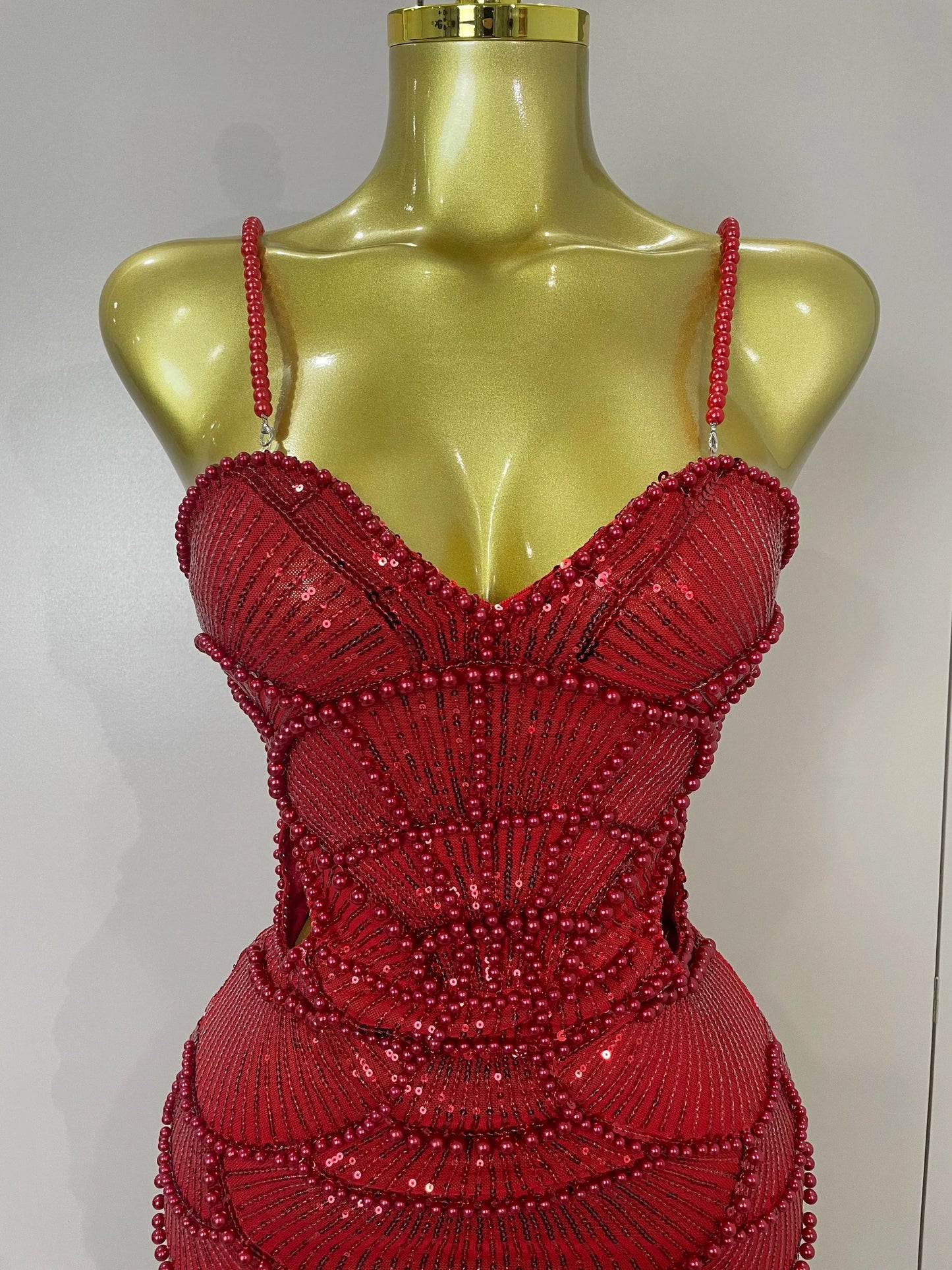 Women Hot Sale Sleeveless Sexy Strap Pearl Beading Sequins Bodycon Long Dress Celebrate Evening Party Birthday Outfit Vestido