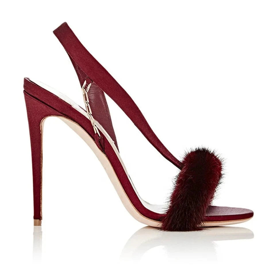 Women Luxury Sandals Fur Sexy High Heels Open Toes Stiletto Sandals women Shoes