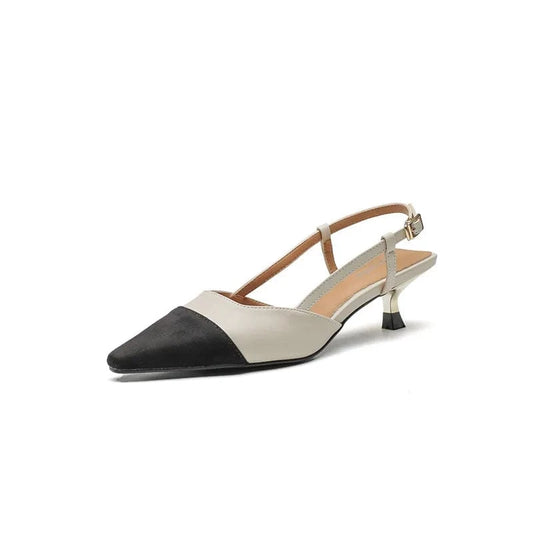 Women Mid Heel Shoes Color Matching Heels Pumps 2022 Point Toe Slingbacks Dress Heels for Ladies