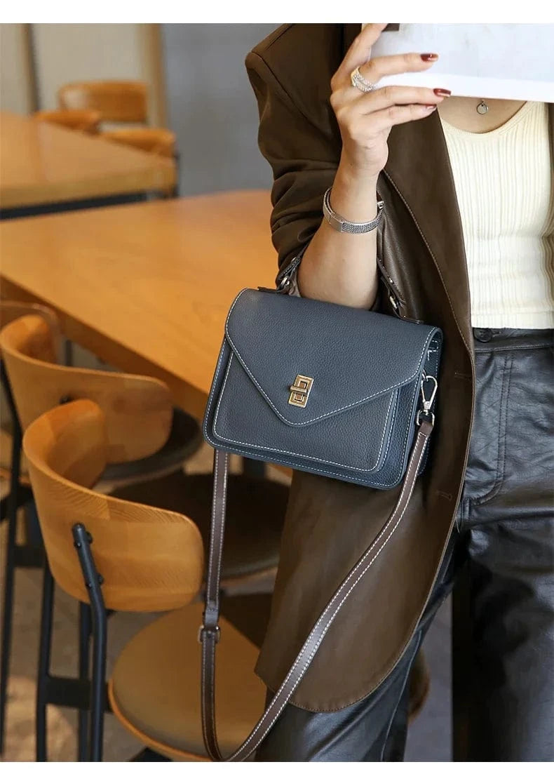 Women Natural Cow Genuine Leather Shoulder Bag Female Large Capacity Casual Crossbody Bag Lady Cowhide Fashion Commuting Handbag