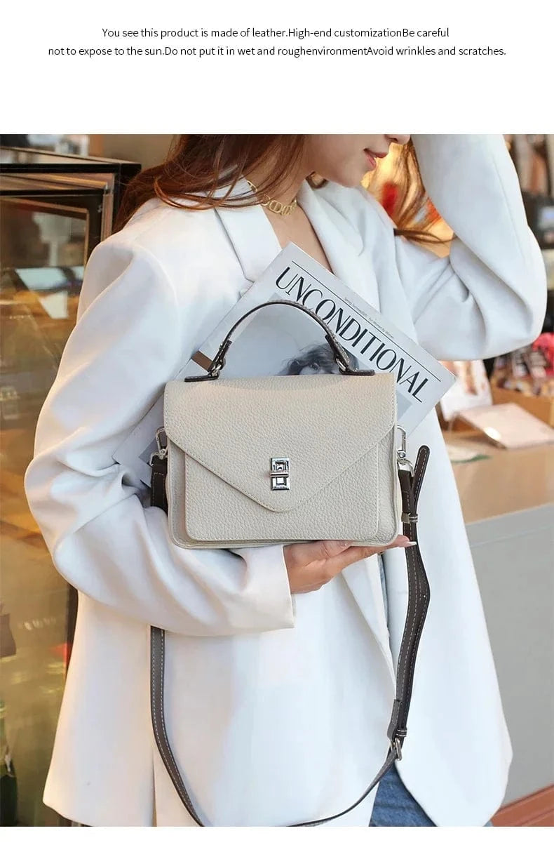 Women Natural Cow Genuine Leather Shoulder Bag Female Large Capacity Casual Crossbody Bag Lady Cowhide Fashion Commuting Handbag