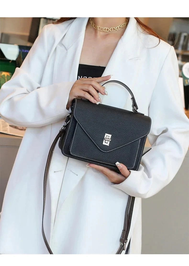 Women Natural Cow Genuine Leather Shoulder Bag Female Large Capacity Casual Crossbody Bag Lady Cowhide Fashion Commuting Handbag