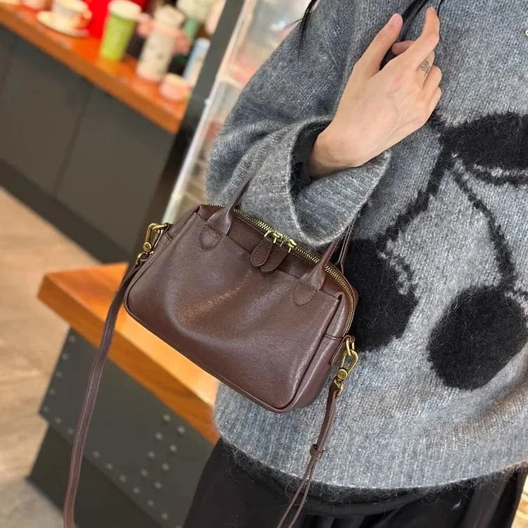 Women Natural Cow Leather Handbags Ladies High Quality Shoulder Bag Female Fashion Retro Luxury Designer Cowhide Crossbody Bags