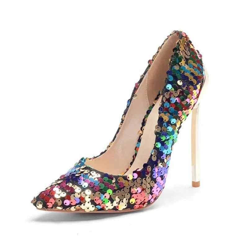 women party glitter High Heel Shoes ladies colorful high heels pumps