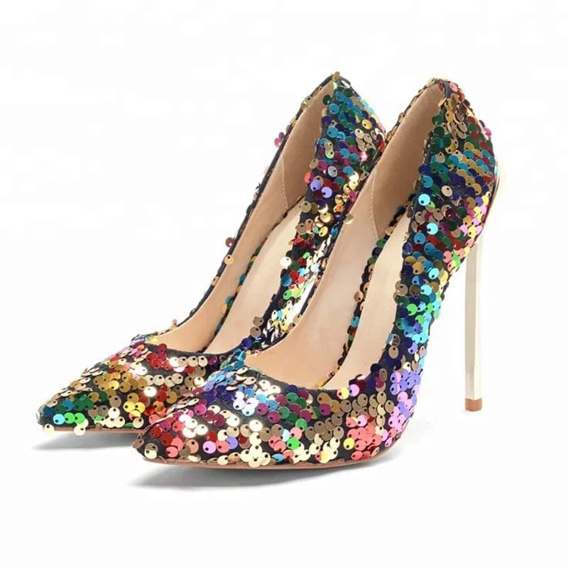 women party glitter High Heel Shoes ladies colorful high heels pumps