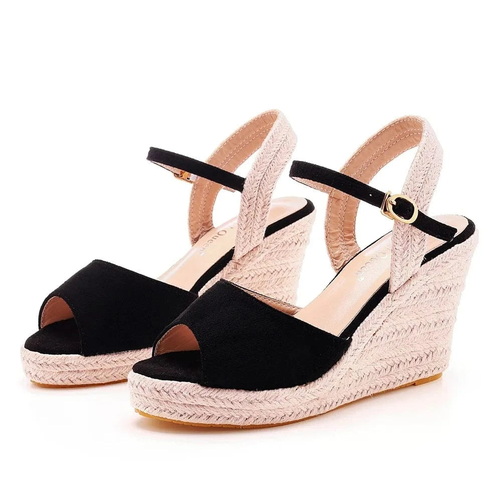 Women Platform Shoes Casual Open-toe Hemp Rope Mary Jane Shoes Ankle Strap Small Size Wedge Heels Sandals Ladies Shopping Sandal