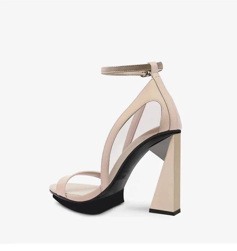 Women Platform Shoes Simple Round-toe Open-toe Mujer Shoes Hollow Out Ankle Strap Super High Heel Sandals Ladies Outdoor Sandals