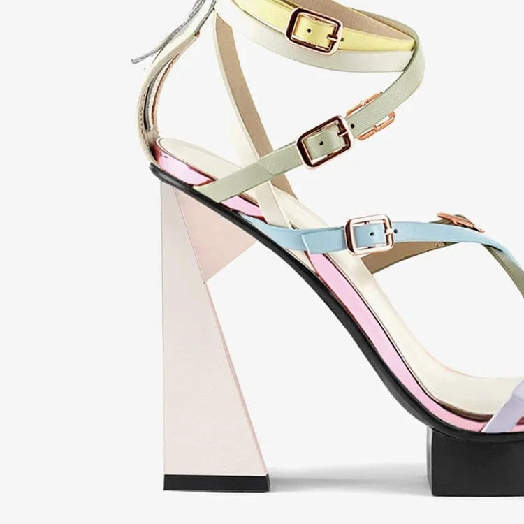 Women Platform Shoes Versatile Square-toe Open-toe Mujer Shoes Ankle Strap Zippers High Heel Sandals For Ladies Dating Sandalias