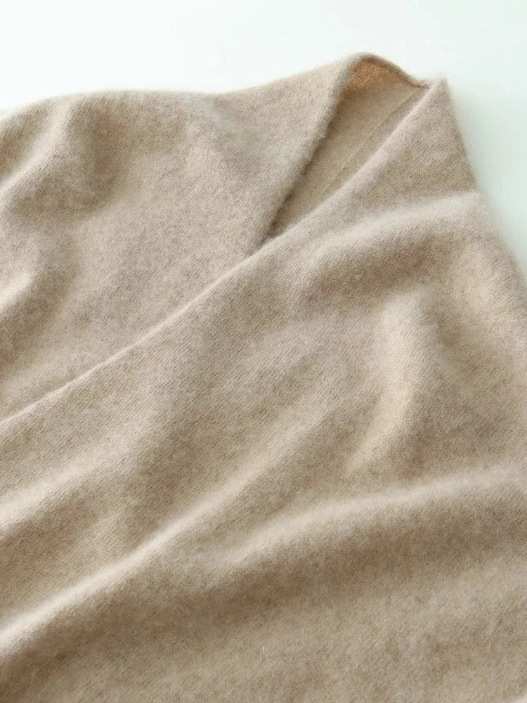 Women's 100% Cashmere Sweater Crossover Collar Pullover Office Lady Basic Grace Cashmere Knitwear Autumn Winter Tops