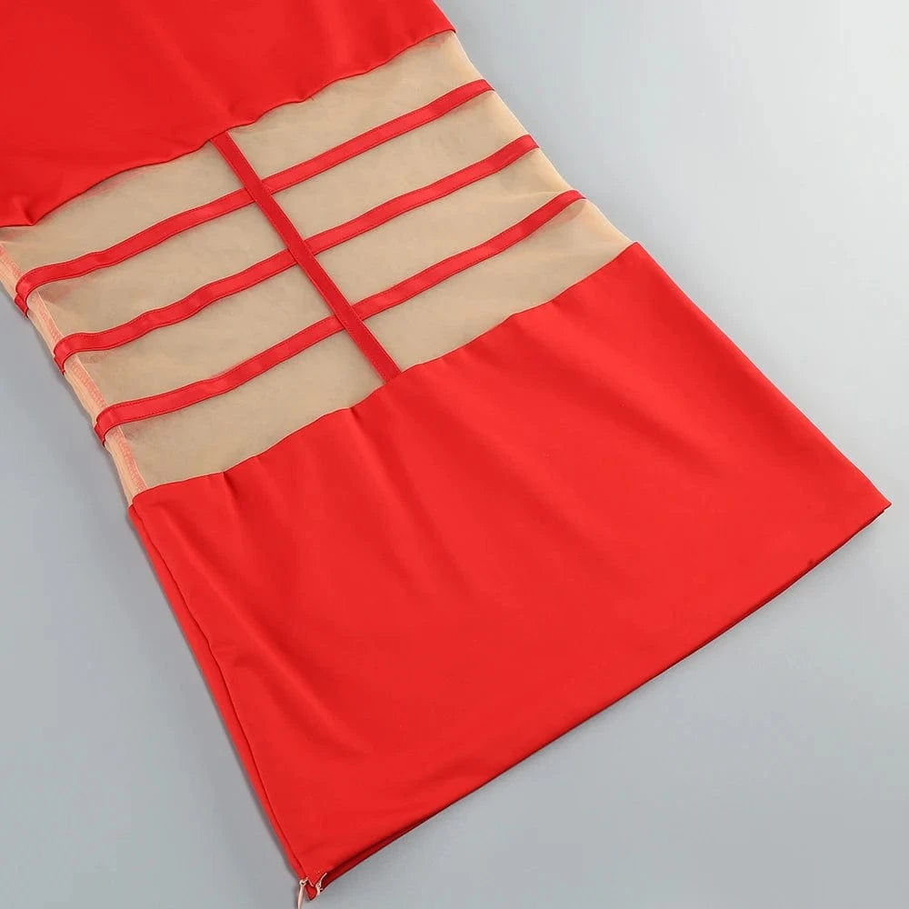 Women's 2025 Sexy Long Sleeve Mesh Ankle-Length Dress Celebrity Sheer Elegant Cut Out Details for Party Evening Club Vestido