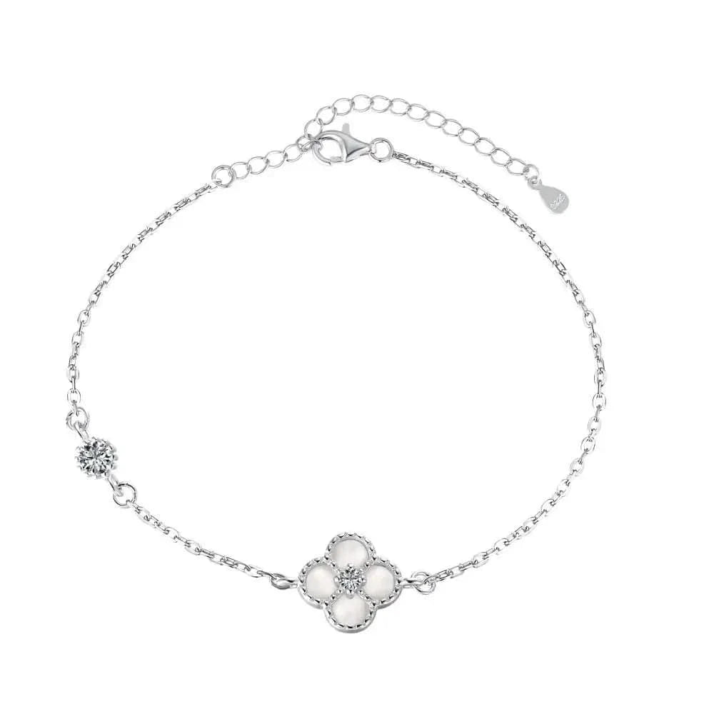 Women's Adjustable 925 Sterling Silver Four Leaf Clover Bracelet - Fine Jewelry, Best Friend Gift