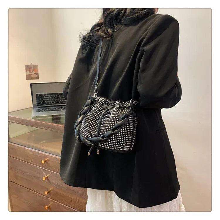 Women's bag 2024 bucket bags Female inlaid diamond bag Fashion dinner women luxury single shoulder designer Twist Strap handbags