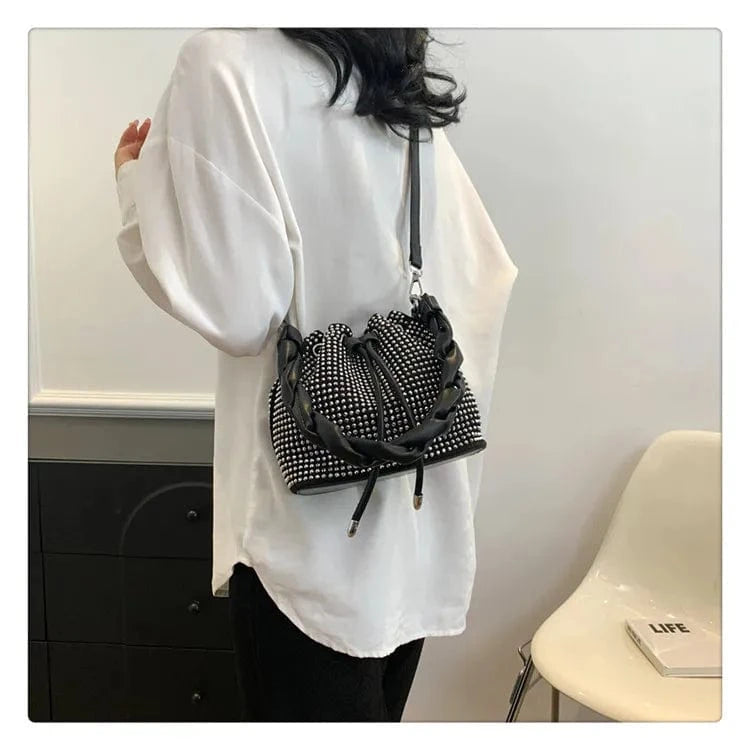 Women's bag 2024 bucket bags Female inlaid diamond bag Fashion dinner women luxury single shoulder designer Twist Strap handbags