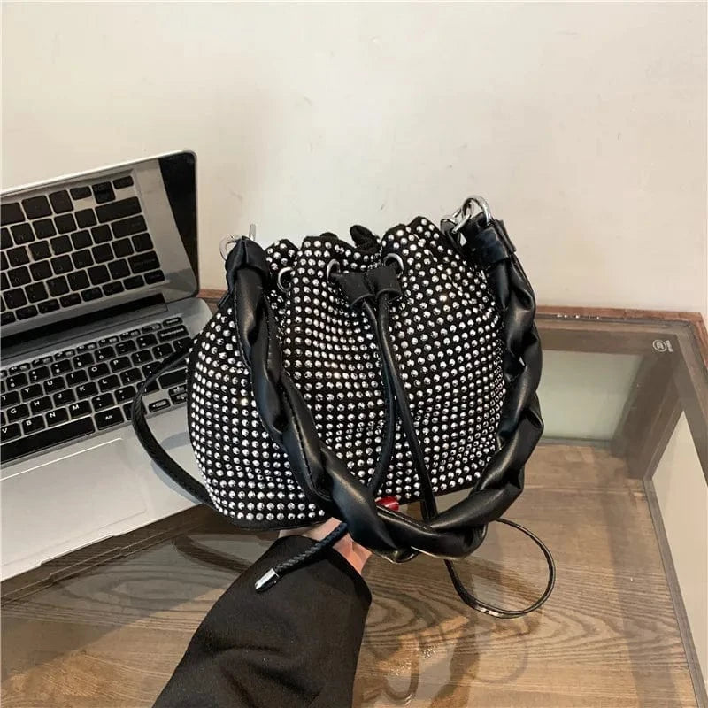 Women's bag 2024 bucket bags Female inlaid diamond bag Fashion dinner women luxury single shoulder designer Twist Strap handbags