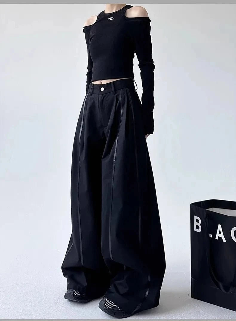Women's Black Gothic Urban Pants Baggy Oversize Suits Long Pants Harajuku Japanese 2000s Style Y2k Emo Vintage Trousers Clothes