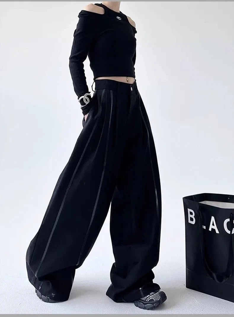 Women's Black Gothic Urban Pants Baggy Oversize Suits Long Pants Harajuku Japanese 2000s Style Y2k Emo Vintage Trousers Clothes