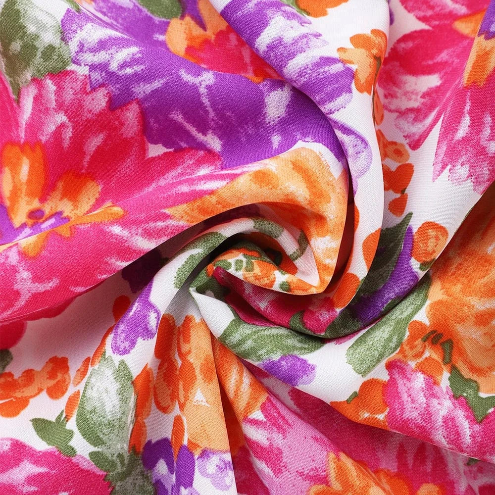 Women's Boho Floral Printed Strappy Skater Mini Dress Summer Ladies Casual Holiday Vacation Picnic Chic Sundress Size S-2XL