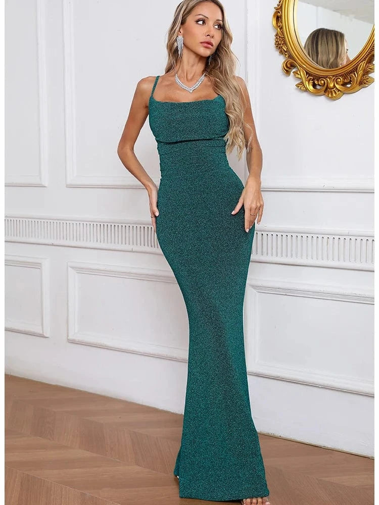 Women's Camel-Colored Spaghetti Strap Maxi Dress Ruched Mermaid-style Hot chick Slip Dress Evening Parties Special Occasions