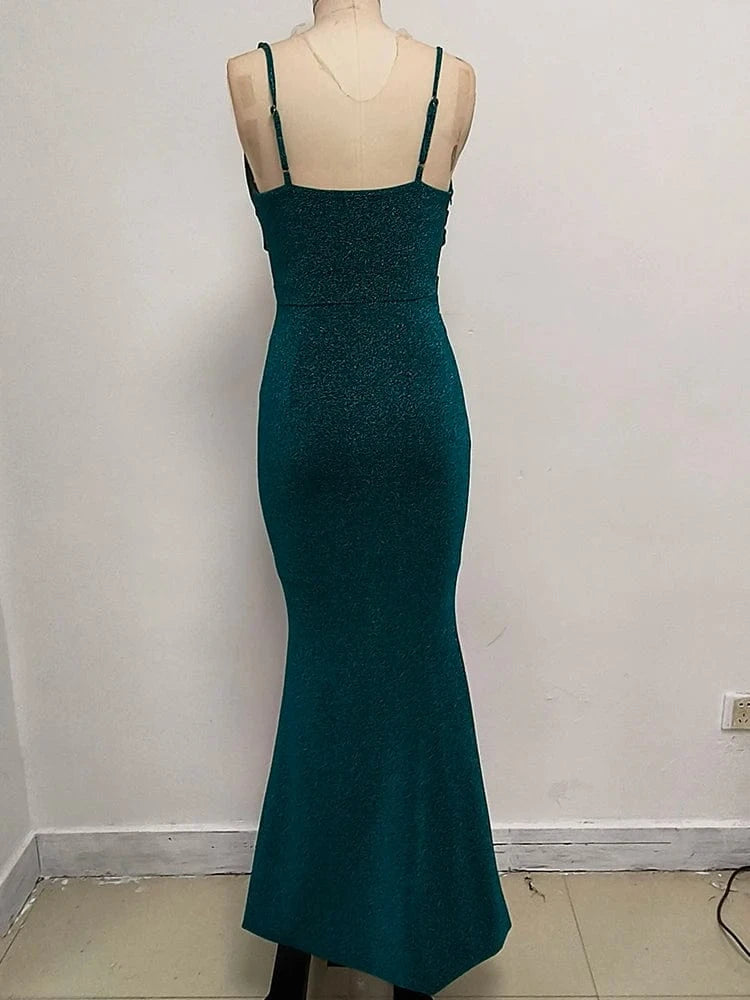 Women's Camel-Colored Spaghetti Strap Maxi Dress Ruched Mermaid-style Hot chick Slip Dress Evening Parties Special Occasions