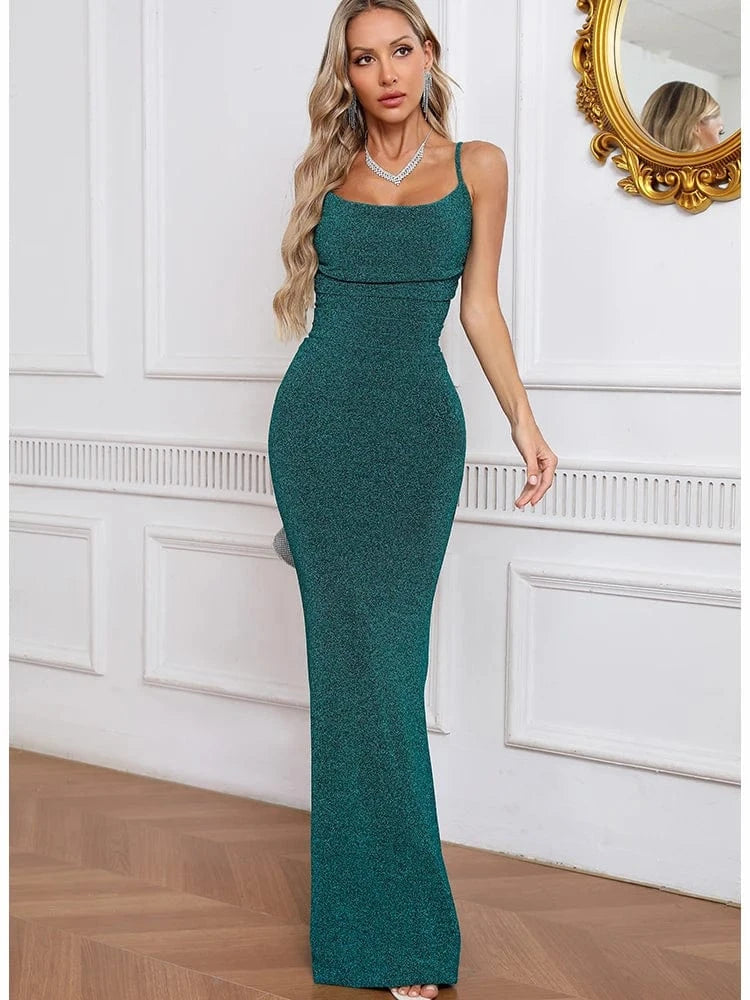 Women's Camel-Colored Spaghetti Strap Maxi Dress Ruched Mermaid-style Hot chick Slip Dress Evening Parties Special Occasions