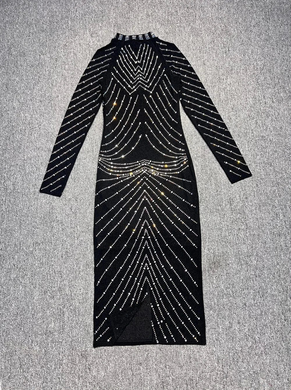 Women's Clothing Black Bodycon Beading Long Dresses Party Evening Dress