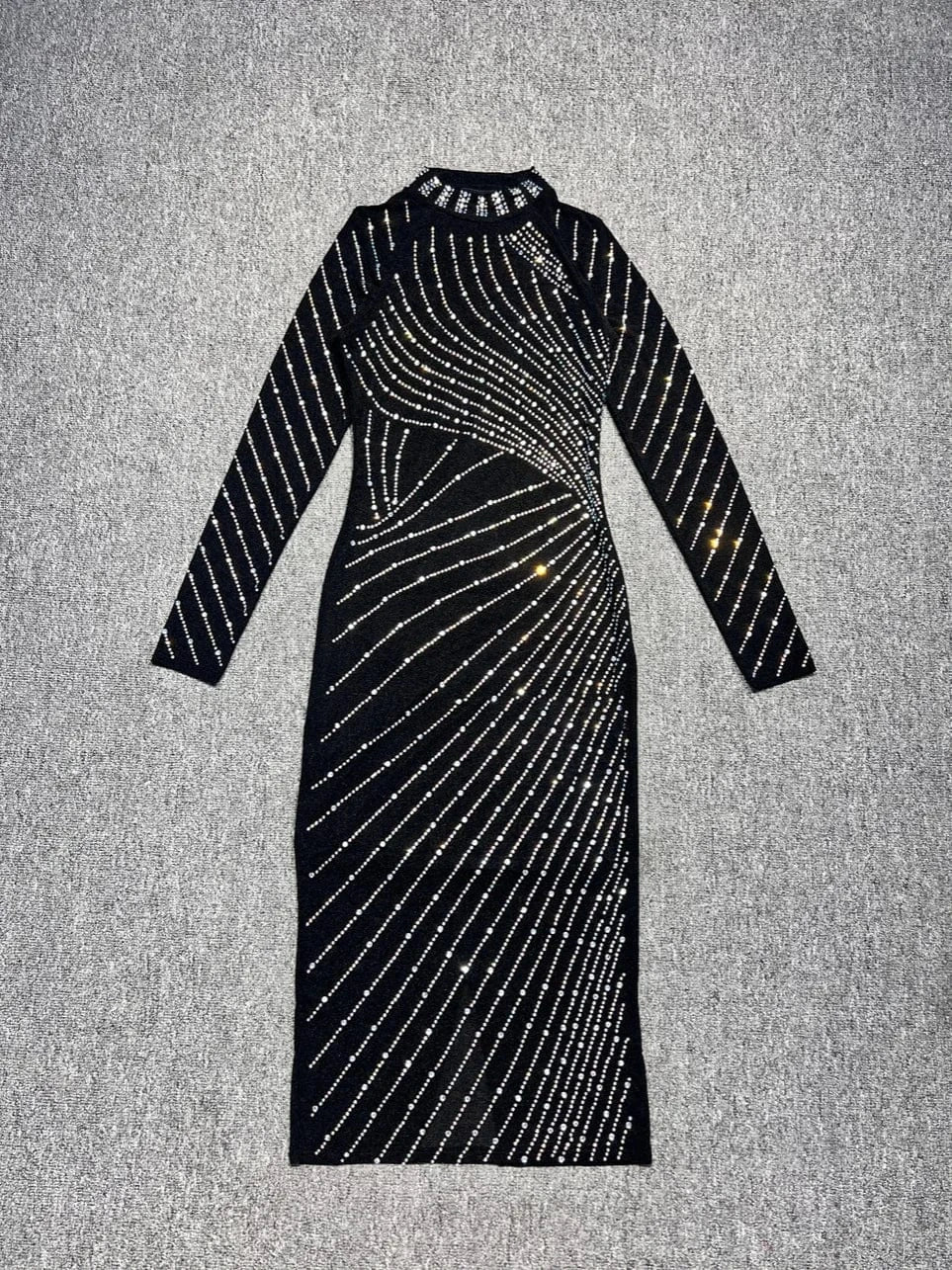 Women's Clothing Black Bodycon Beading Long Dresses Party Evening Dress