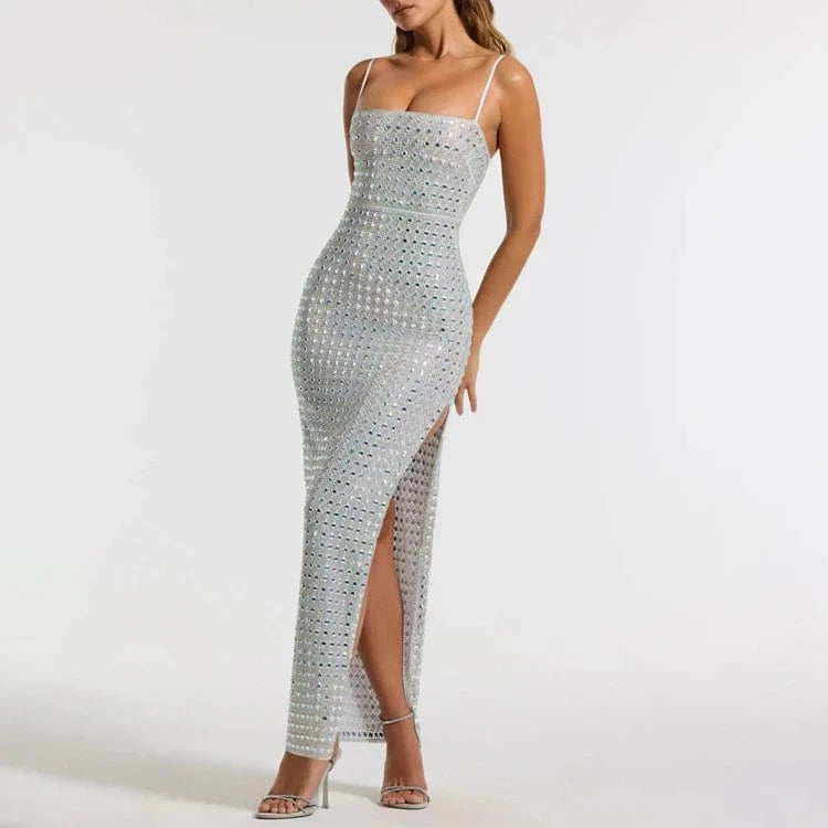 Women's Clothing High-end Strap Backless Rhinestone Beaded Dresses Party Evening Dress